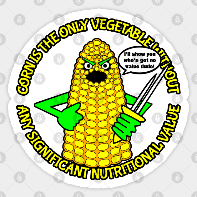 Corny corn cob armed with skewer Sticker by Brand X Graffix